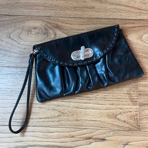 Brighton Black Leather Clutch